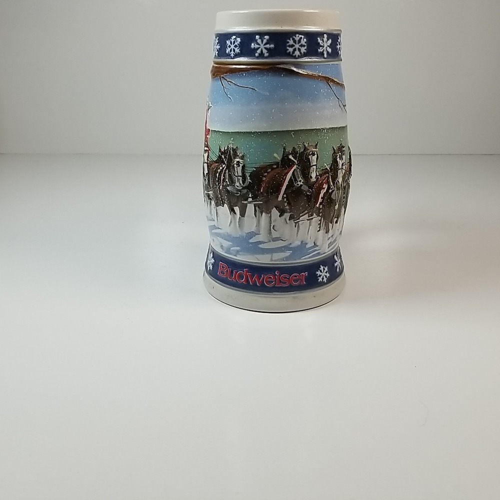1995 Budweiser Holiday Stein "Lighting the Way Home" Beer Mug Ceramarte Vintage